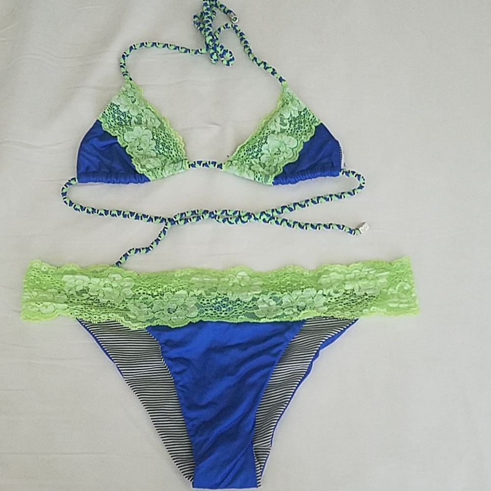 Beach Bunny Lady Lace Triangle Top & Skimpy Bottom